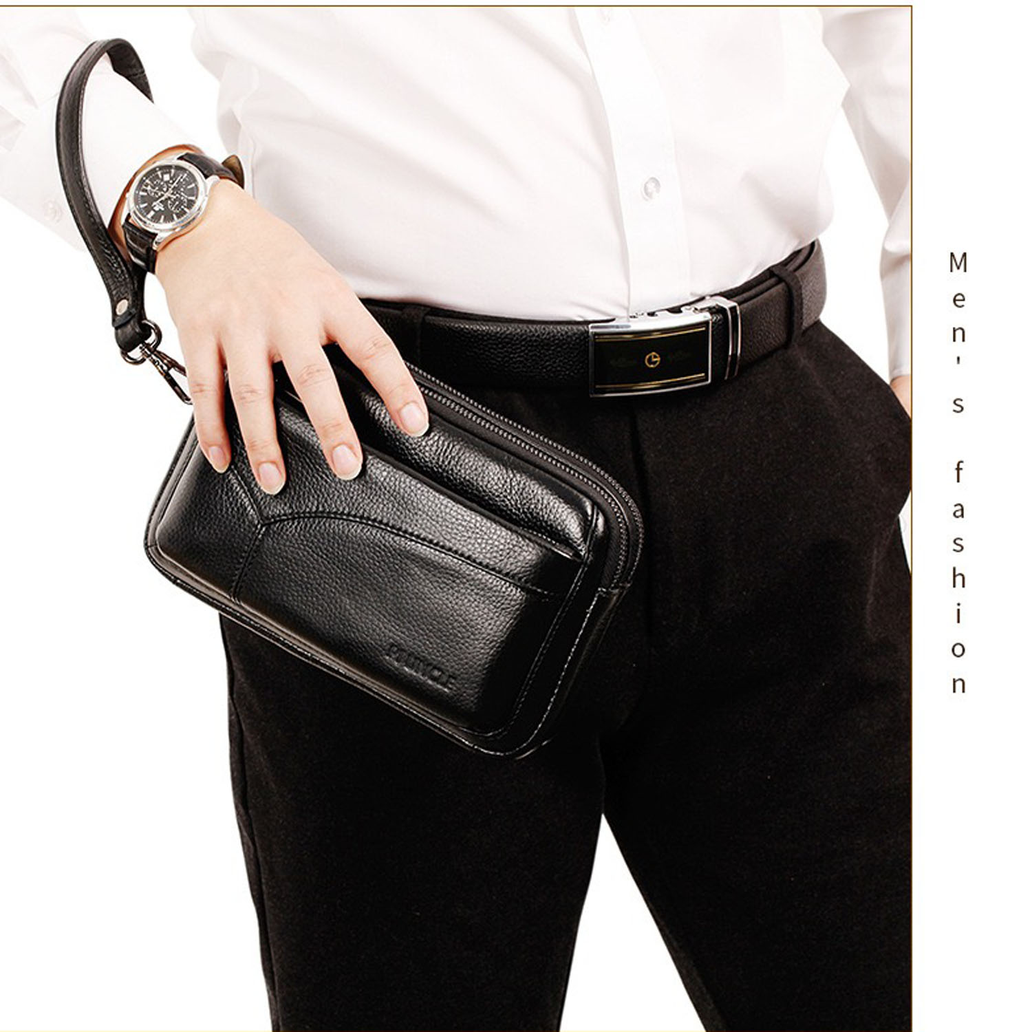 Leather Wallet Men - Bolso de Mano de Cuero Genuino