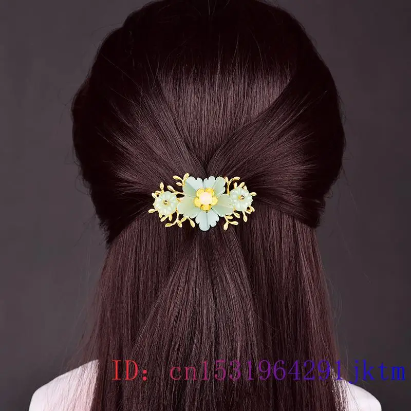 Pasador de flores de Jade verd - Gold Plated Jewelry reseña y precio